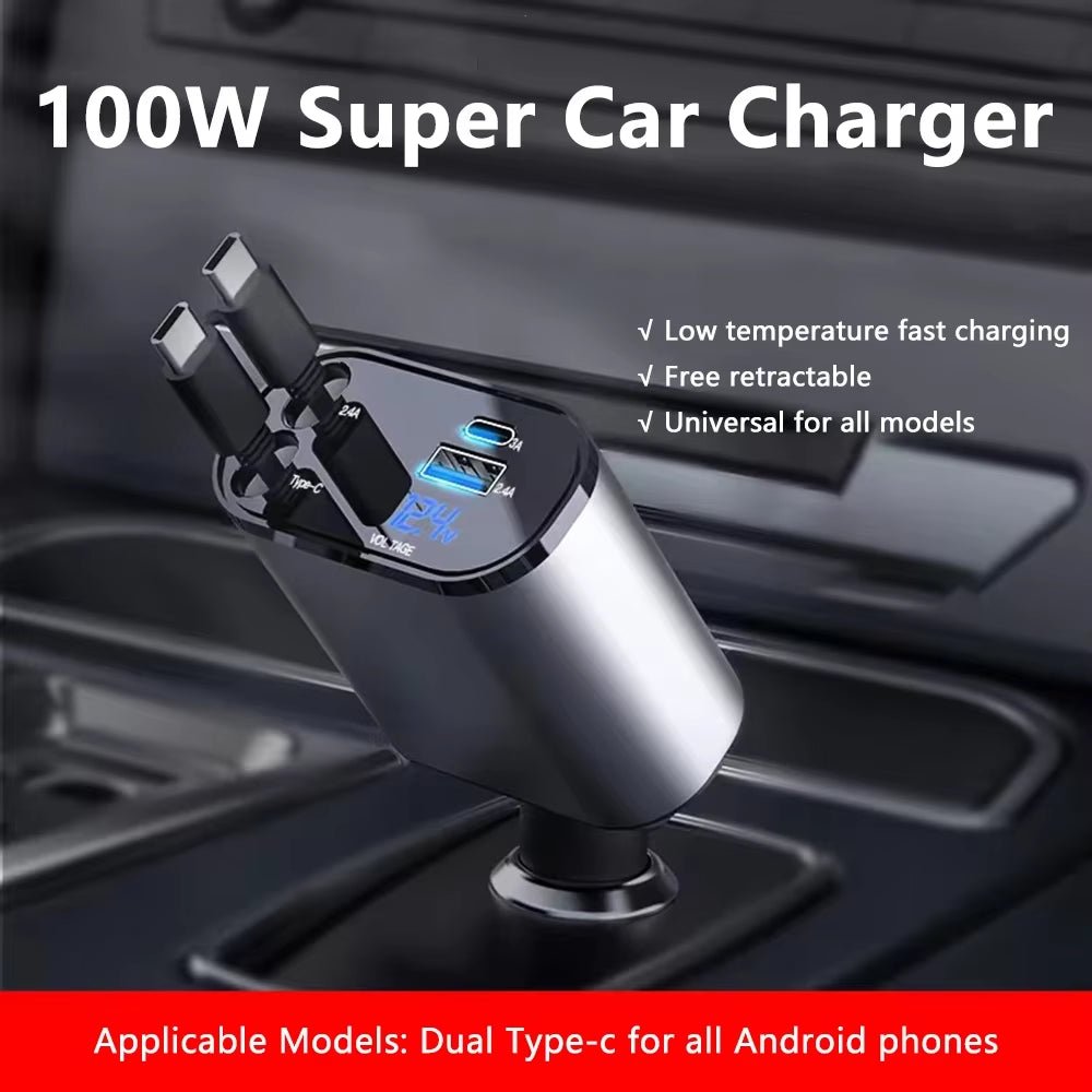 VoltRush™ 4 - in - 1 Retractable Car Charger – Fast Power, Zero Clutter - High Ends Electronics and more