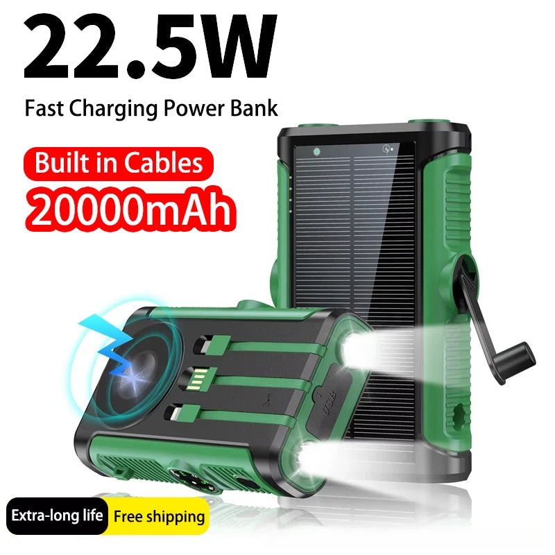 2025 NEW Solar Power Bank 20000mAh 22.5W Magnetic Wireless Powerbank Hand Crank with Cable Portable Charger for Outdoor Camping - High Ends Electronics and moreHigh Ends Electronics and moreHigh Ends Electronics and more2025 NEW Solar Power Bank 20000mAh 22.5W Magnetic Wireless Powerbank Hand Crank with Cable Portable Charger for Outdoor Camping
