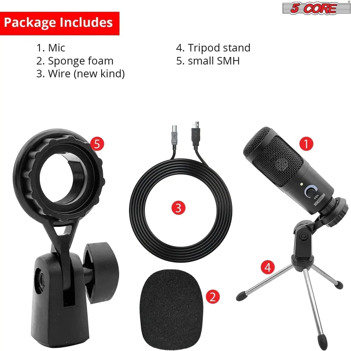 5Core Recording Microphone Podcast Bundle w Condenser Mic Desk Stand Foam Cover Shock Mount - High Ends Electronics and moreHigh Ends Electronics and moreHigh Ends Electronics and more5Core Recording Microphone Podcast Bundle w Condenser Mic Desk Stand Foam Cover Shock Mount