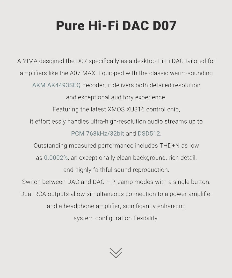 AIYIMA D07 DAC XMOS XU316 AKM 4493S HIFI Mini Desktop Decoder PCM 768kHz/32Bit DSD512 Optical fiber/coaxial/USB input RCA output - High Ends Electronics and moreHigh Ends Electronics and moreHigh Ends Electronics and moreAIYIMA D07 DAC XMOS XU316 AKM 4493S HIFI Mini Desktop Decoder PCM 768kHz/32Bit DSD512 Optical fiber/coaxial/USB input RCA output