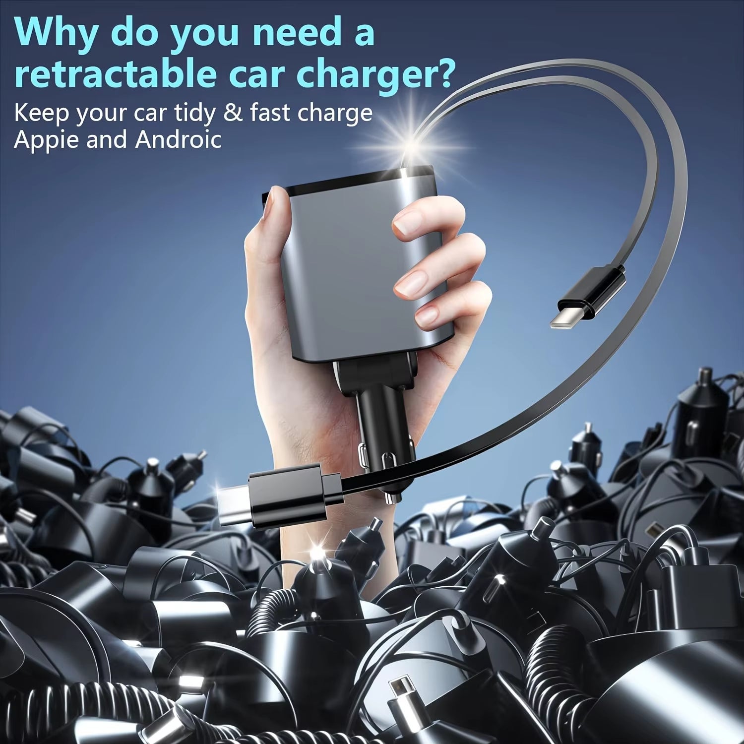 VoltRush™ 4 - in - 1 Retractable Car Charger – Fast Power, Zero Clutter - High Ends Electronics and more