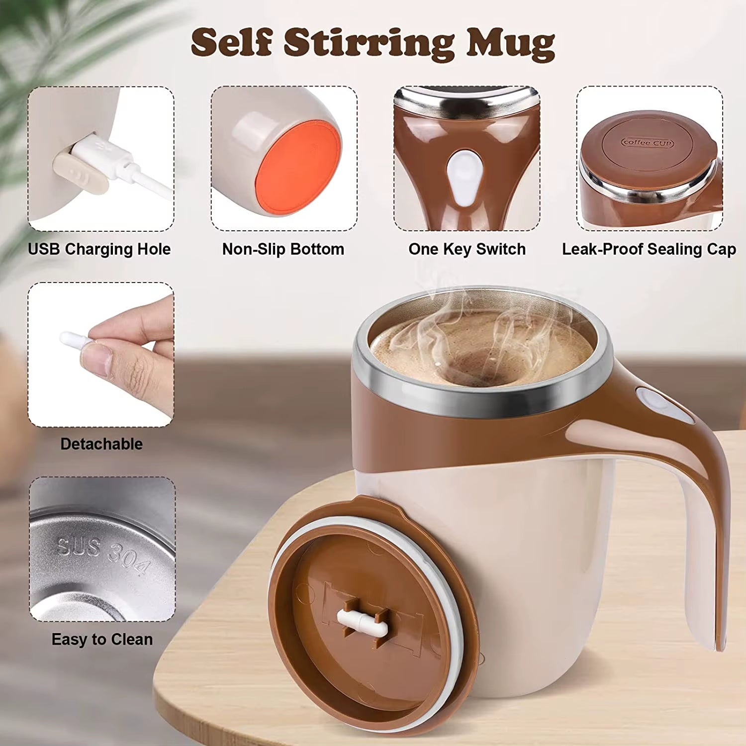 Automatic Self - Stirring Mug – Mix Smarter, Sip Smoother - High Ends Electronics and more