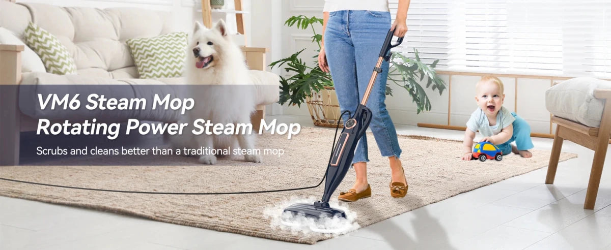 DEVOAC VM6 Steam Mop Cleaner with Rotating Mop Pad 10 in 1 Lightweight Spin Mop 1300W Powerful Floor Steamer for Home Hardwood - High Ends Electronics and moreHigh Ends Electronics and moreHigh Ends Electronics and moreDEVOAC VM6 Steam Mop Cleaner with Rotating Mop Pad 10 in 1 Lightweight Spin Mop 1300W Powerful Floor Steamer for Home Hardwood