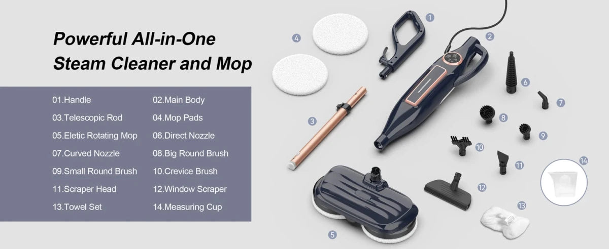 DEVOAC VM6 Steam Mop Cleaner with Rotating Mop Pad 10 in 1 Lightweight Spin Mop 1300W Powerful Floor Steamer for Home Hardwood - High Ends Electronics and moreHigh Ends Electronics and moreHigh Ends Electronics and moreDEVOAC VM6 Steam Mop Cleaner with Rotating Mop Pad 10 in 1 Lightweight Spin Mop 1300W Powerful Floor Steamer for Home Hardwood