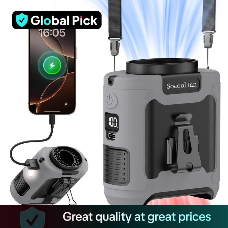 Portable 10,000mAh Power Bank: 3 - in - 1 Fan, Torch & LED Light - High Ends Electronics and more