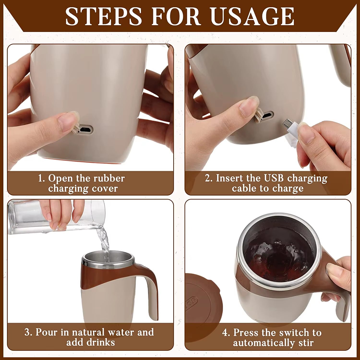Automatic Self - Stirring Mug – Mix Smarter, Sip Smoother - High Ends Electronics and more