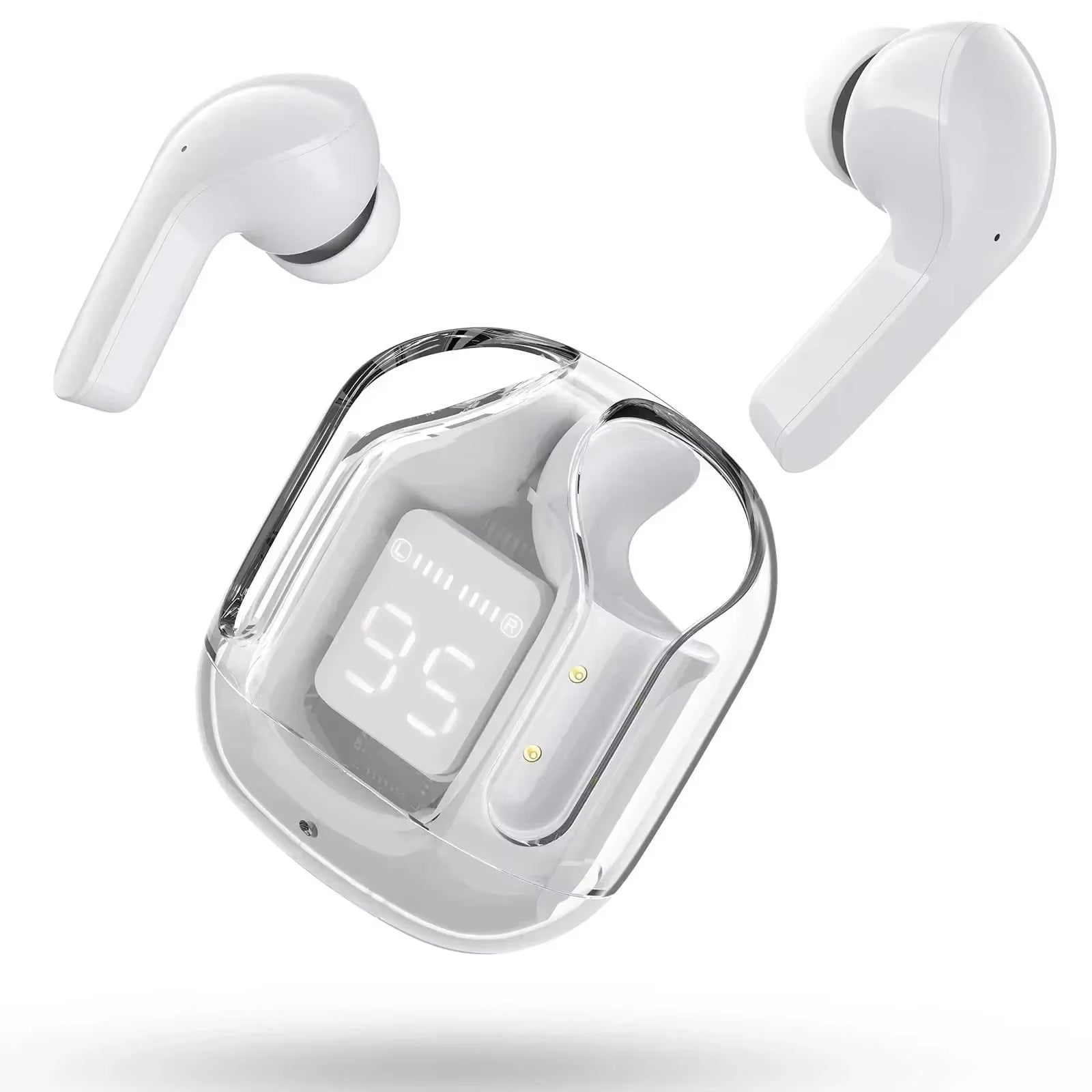 CrystalBeats BT30: Transparent TWS Bluetooth 5.3 Earbuds with Digital Display & Noise Canceling - High Ends Electronics and more