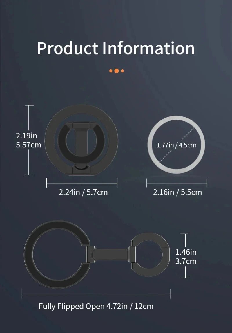 For MagSafe Double Sided Magnetic Ring Phone Holder Portable Folding Cellphones Stand Car Accessories Support Bracket Grip - High Ends Electronics and moreHigh Ends Electronics and moreHigh Ends Electronics and moreFor MagSafe Double Sided Magnetic Ring Phone Holder Portable Folding Cellphones Stand Car Accessories Support Bracket Grip