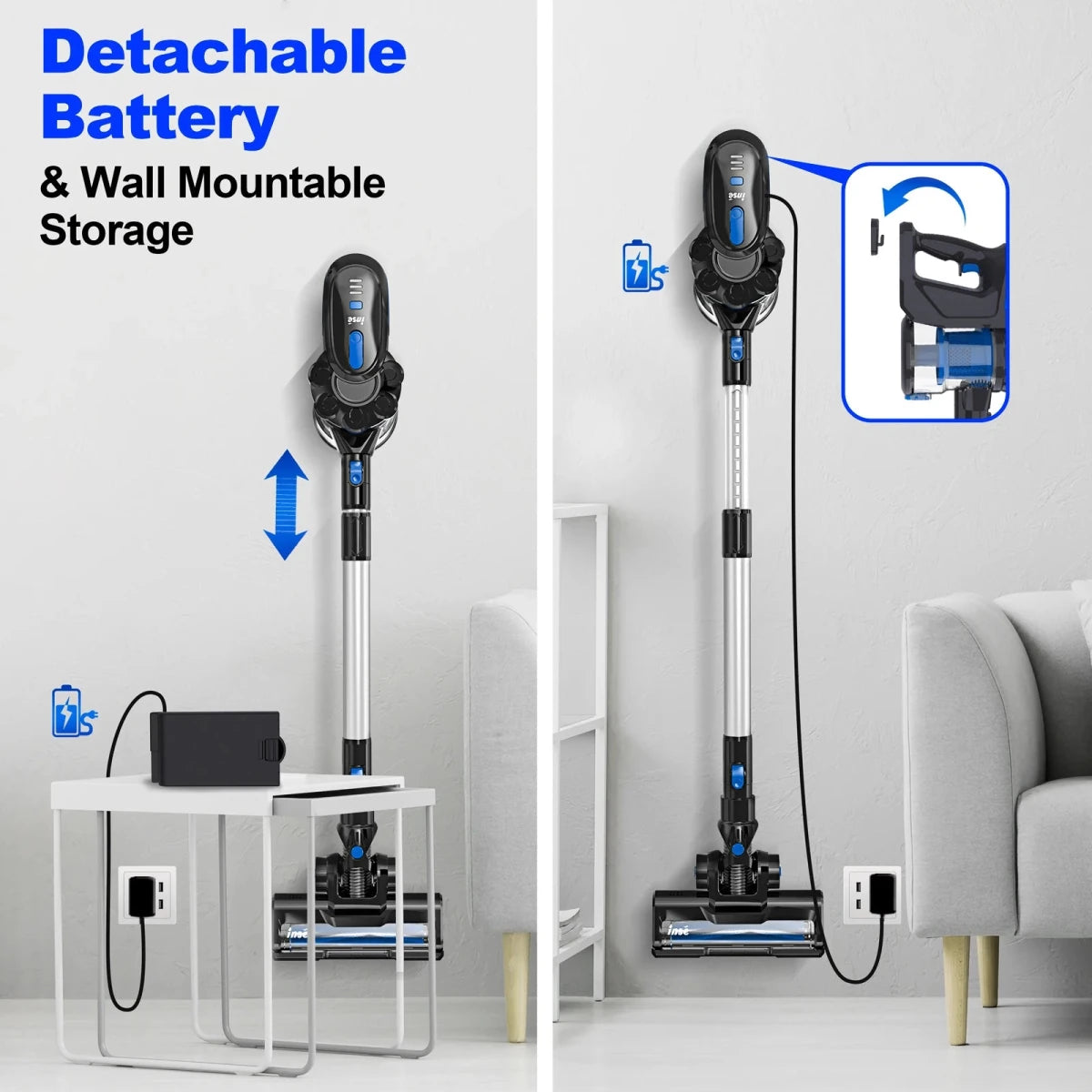 INSE V70 12kPa Powerful Lightweight Vacuum Cleaner up to 45 Mins Runtime, for Home Hard Floor Carpet Pet Hair, Blue - High Ends Electronics and moreHigh Ends Electronics and moreHigh Ends Electronics and moreINSE V70 12kPa Powerful Lightweight Vacuum Cleaner up to 45 Mins Runtime, for Home Hard Floor Carpet Pet Hair, Blue