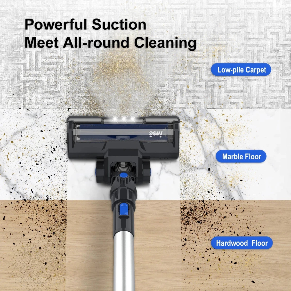 INSE V70 12kPa Powerful Lightweight Vacuum Cleaner up to 45 Mins Runtime, for Home Hard Floor Carpet Pet Hair, Blue - High Ends Electronics and moreHigh Ends Electronics and moreHigh Ends Electronics and moreINSE V70 12kPa Powerful Lightweight Vacuum Cleaner up to 45 Mins Runtime, for Home Hard Floor Carpet Pet Hair, Blue