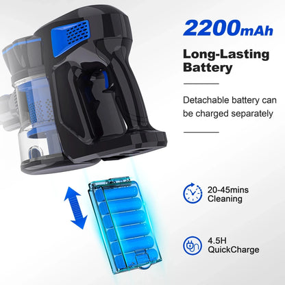 INSE V70 12kPa Powerful Lightweight Vacuum Cleaner up to 45 Mins Runtime, for Home Hard Floor Carpet Pet Hair, Blue - High Ends Electronics and moreHigh Ends Electronics and moreHigh Ends Electronics and moreINSE V70 12kPa Powerful Lightweight Vacuum Cleaner up to 45 Mins Runtime, for Home Hard Floor Carpet Pet Hair, Blue