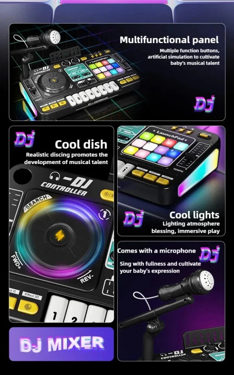 Kids Simulation DJ Mixer Controller Toy Multifunctional Music Effects Electronic Learning Game Birthday Gift for Children Mixers - High Ends Electronics and moreHigh Ends Electronics and moreHigh Ends Electronics and moreKids Simulation DJ Mixer Controller Toy Multifunctional Music Effects Electronic Learning Game Birthday Gift for Children Mixers