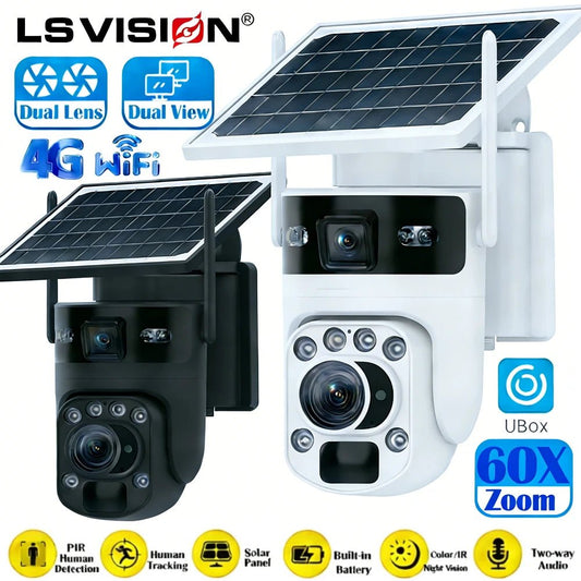 LS VISION 12MP 60X Optical Zoom Dual Screens 4G Solar Camera WiFi PTZ PIR Detection Human Auto Tracking Security Cameras Outdoor - High Ends Electronics and moreHigh Ends Electronics and moreHigh Ends Electronics and moreLS VISION 12MP 60X Optical Zoom Dual Screens 4G Solar Camera WiFi PTZ PIR Detection Human Auto Tracking Security Cameras Outdoor