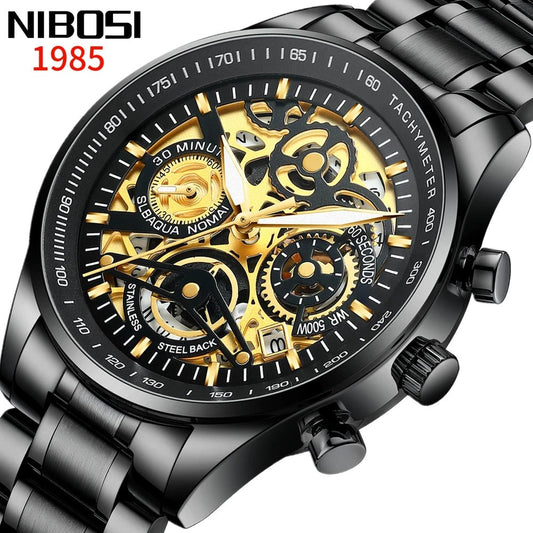 NIBOSI Men Watches Top Brand Luxury Skeleton Male Watch Formal Business Chronograph Wrist Watch Men Waterproof Relogio Masculino - High Ends Electronics and moreHigh Ends Electronics and moreHigh Ends Electronics and moreNIBOSI Men Watches Top Brand Luxury Skeleton Male Watch Formal Business Chronograph Wrist Watch Men Waterproof Relogio Masculino
