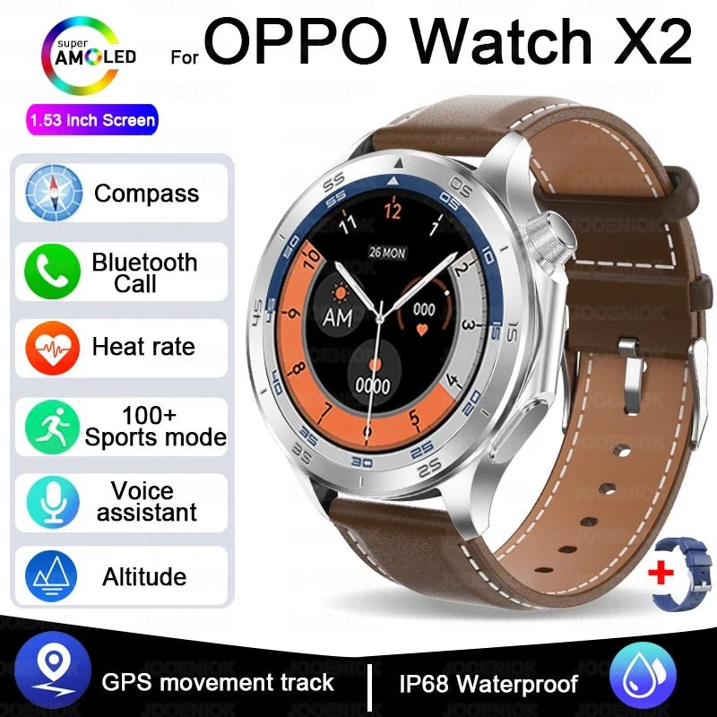 OPPO New Watch X2 Bluetooth Call Smart Watch Men GPS Sports Fitness Heart Rate AI Voice Assistant Smartwatches Android IOS - High Ends Electronics and moreHigh Ends Electronics and moreHigh Ends Electronics and moreOPPO New Watch X2 Bluetooth Call Smart Watch Men GPS Sports Fitness Heart Rate AI Voice Assistant Smartwatches Android IOS