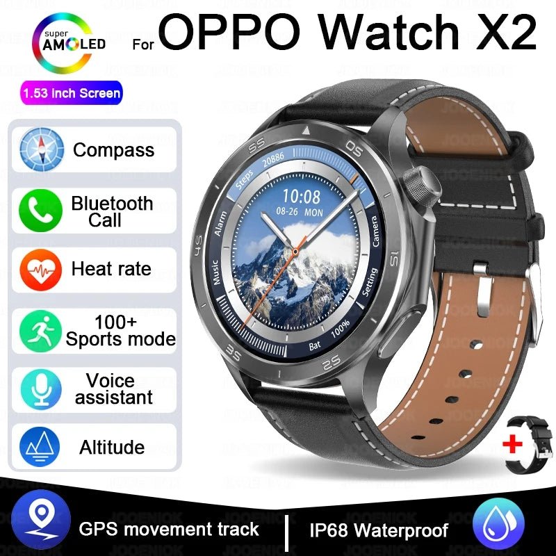 OPPO New Watch X2 Bluetooth Call Smart Watch Men GPS Sports Fitness Heart Rate AI Voice Assistant Smartwatches Android IOS - High Ends Electronics and moreHigh Ends Electronics and moreHigh Ends Electronics and moreOPPO New Watch X2 Bluetooth Call Smart Watch Men GPS Sports Fitness Heart Rate AI Voice Assistant Smartwatches Android IOS