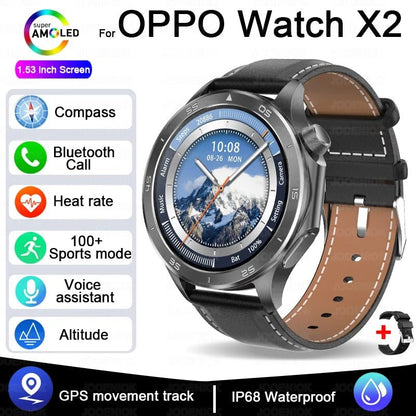 OPPO New Watch X2 Bluetooth Call Smart Watch Men GPS Sports Fitness Heart Rate AI Voice Assistant Smartwatches Android IOS - High Ends Electronics and moreHigh Ends Electronics and moreHigh Ends Electronics and moreOPPO New Watch X2 Bluetooth Call Smart Watch Men GPS Sports Fitness Heart Rate AI Voice Assistant Smartwatches Android IOS