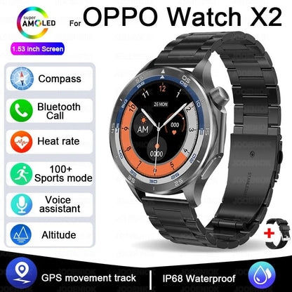 OPPO New Watch X2 Bluetooth Call Smart Watch Men GPS Sports Fitness Heart Rate AI Voice Assistant Smartwatches Android IOS - High Ends Electronics and moreHigh Ends Electronics and moreHigh Ends Electronics and moreOPPO New Watch X2 Bluetooth Call Smart Watch Men GPS Sports Fitness Heart Rate AI Voice Assistant Smartwatches Android IOS