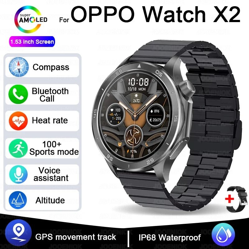 OPPO New Watch X2 Bluetooth Call Smart Watch Men GPS Sports Fitness Heart Rate AI Voice Assistant Smartwatches Android IOS - High Ends Electronics and moreHigh Ends Electronics and moreHigh Ends Electronics and moreOPPO New Watch X2 Bluetooth Call Smart Watch Men GPS Sports Fitness Heart Rate AI Voice Assistant Smartwatches Android IOS