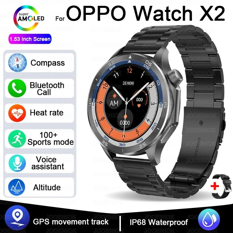 OPPO New Watch X2 Bluetooth Call Smart Watch Men GPS Sports Fitness Heart Rate AI Voice Assistant Smartwatches Android IOS - High Ends Electronics and moreHigh Ends Electronics and moreHigh Ends Electronics and moreOPPO New Watch X2 Bluetooth Call Smart Watch Men GPS Sports Fitness Heart Rate AI Voice Assistant Smartwatches Android IOS