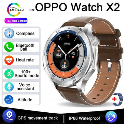 OPPO New Watch X2 Bluetooth Call Smart Watch Men GPS Sports Fitness Heart Rate AI Voice Assistant Smartwatches Android IOS - High Ends Electronics and moreHigh Ends Electronics and moreHigh Ends Electronics and moreOPPO New Watch X2 Bluetooth Call Smart Watch Men GPS Sports Fitness Heart Rate AI Voice Assistant Smartwatches Android IOS