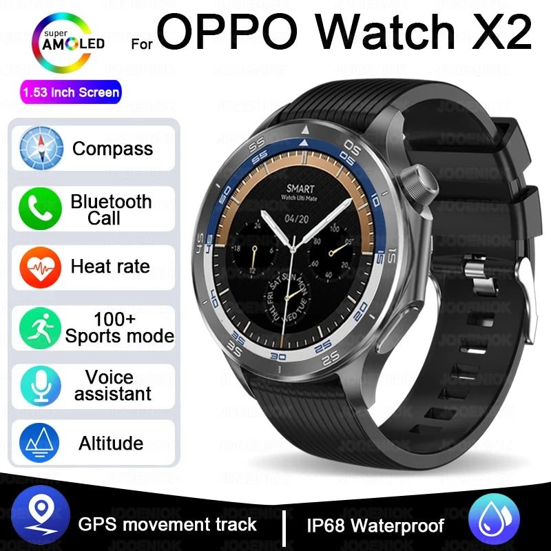 OPPO New Watch X2 Bluetooth Call Smart Watch Men GPS Sports Fitness Heart Rate AI Voice Assistant Smartwatches Android IOS - High Ends Electronics and moreHigh Ends Electronics and moreHigh Ends Electronics and moreOPPO New Watch X2 Bluetooth Call Smart Watch Men GPS Sports Fitness Heart Rate AI Voice Assistant Smartwatches Android IOS