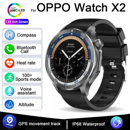 OPPO New Watch X2 Bluetooth Call Smart Watch Men GPS Sports Fitness Heart Rate AI Voice Assistant Smartwatches Android IOS - High Ends Electronics and moreHigh Ends Electronics and moreHigh Ends Electronics and moreOPPO New Watch X2 Bluetooth Call Smart Watch Men GPS Sports Fitness Heart Rate AI Voice Assistant Smartwatches Android IOS