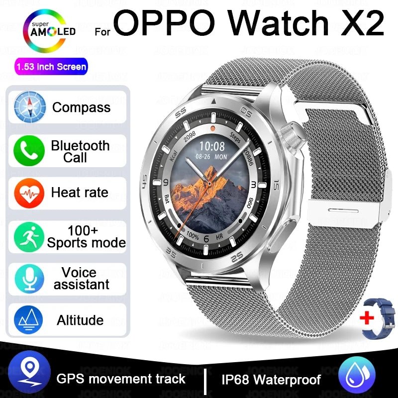 OPPO New Watch X2 Bluetooth Call Smart Watch Men GPS Sports Fitness Heart Rate AI Voice Assistant Smartwatches Android IOS - High Ends Electronics and moreHigh Ends Electronics and moreHigh Ends Electronics and moreOPPO New Watch X2 Bluetooth Call Smart Watch Men GPS Sports Fitness Heart Rate AI Voice Assistant Smartwatches Android IOS