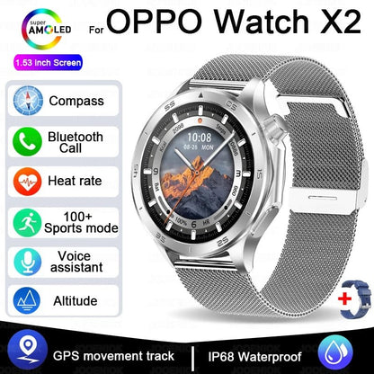 OPPO New Watch X2 Bluetooth Call Smart Watch Men GPS Sports Fitness Heart Rate AI Voice Assistant Smartwatches Android IOS - High Ends Electronics and moreHigh Ends Electronics and moreHigh Ends Electronics and moreOPPO New Watch X2 Bluetooth Call Smart Watch Men GPS Sports Fitness Heart Rate AI Voice Assistant Smartwatches Android IOS