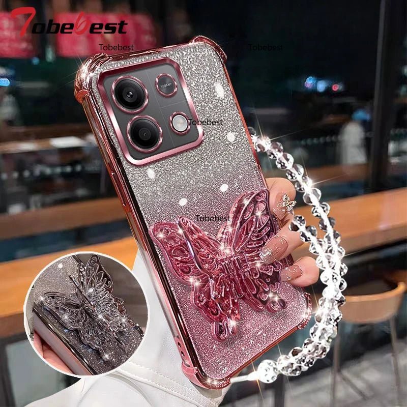 Shockproof Glitter Plating Case for Xiaomi Redmi Note 13 Pro Plus 13C 4G 5G 3D Butterfly Phone Holder Bead bracelet Back Cover - High Ends Electronics and moreHigh Ends Electronics and moreHigh Ends Electronics and moreShockproof Glitter Plating Case for Xiaomi Redmi Note 13 Pro Plus 13C 4G 5G 3D Butterfly Phone Holder Bead bracelet Back Cover