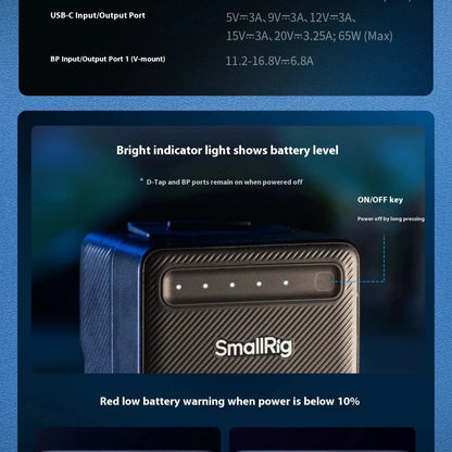 SmallRig VB99 Lite V - Mount Battery Power Bank for IPhone/Android/PC,99Wh for LED Lights/Monitors/Rails/V - Lock Plate Accessories - High Ends Electronics and moreHigh Ends Electronics and moreHigh Ends Electronics and moreSmallRig VB99 Lite V - Mount Battery Power Bank for IPhone/Android/PC,99Wh for LED Lights/Monitors/Rails/V - Lock Plate Accessories