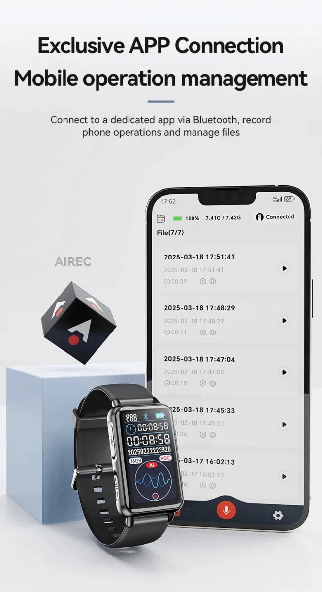 Smart Recording Watch AI Recorder Intelligent Real - time Transcription Translation Conversation Recording Bracelet APP Control - High Ends Electronics and moreHigh Ends Electronics and moreHigh Ends Electronics and moreSmart Recording Watch AI Recorder Intelligent Real - time Transcription Translation Conversation Recording Bracelet APP Control