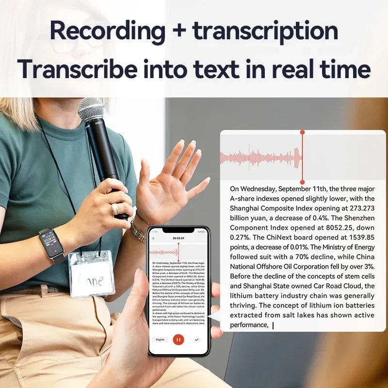 Smart Recording Watch AI Recorder Intelligent Real - time Transcription Translation Conversation Recording Bracelet APP Control - High Ends Electronics and moreHigh Ends Electronics and moreHigh Ends Electronics and moreSmart Recording Watch AI Recorder Intelligent Real - time Transcription Translation Conversation Recording Bracelet APP Control