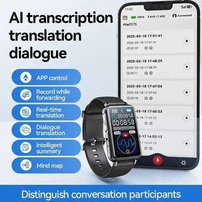 Smart Recording Watch AI Recorder Intelligent Real - time Transcription Translation Conversation Recording Bracelet APP Control - High Ends Electronics and moreHigh Ends Electronics and moreHigh Ends Electronics and moreSmart Recording Watch AI Recorder Intelligent Real - time Transcription Translation Conversation Recording Bracelet APP Control