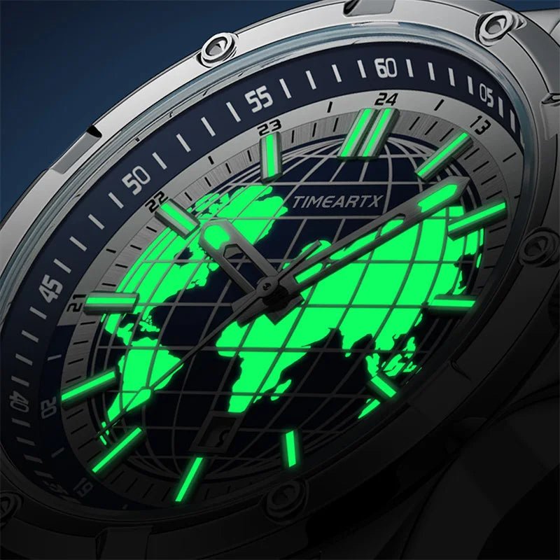 TIMEARTX mens watch Stylish Map Dial Analog Display Auto Date & Luminous Function Men's Gift Watches man (Non - Mechanical) - High Ends Electronics and moreHigh Ends Electronics and moreHigh Ends Electronics and moreTIMEARTX mens watch Stylish Map Dial Analog Display Auto Date & Luminous Function Men's Gift Watches man (Non - Mechanical)