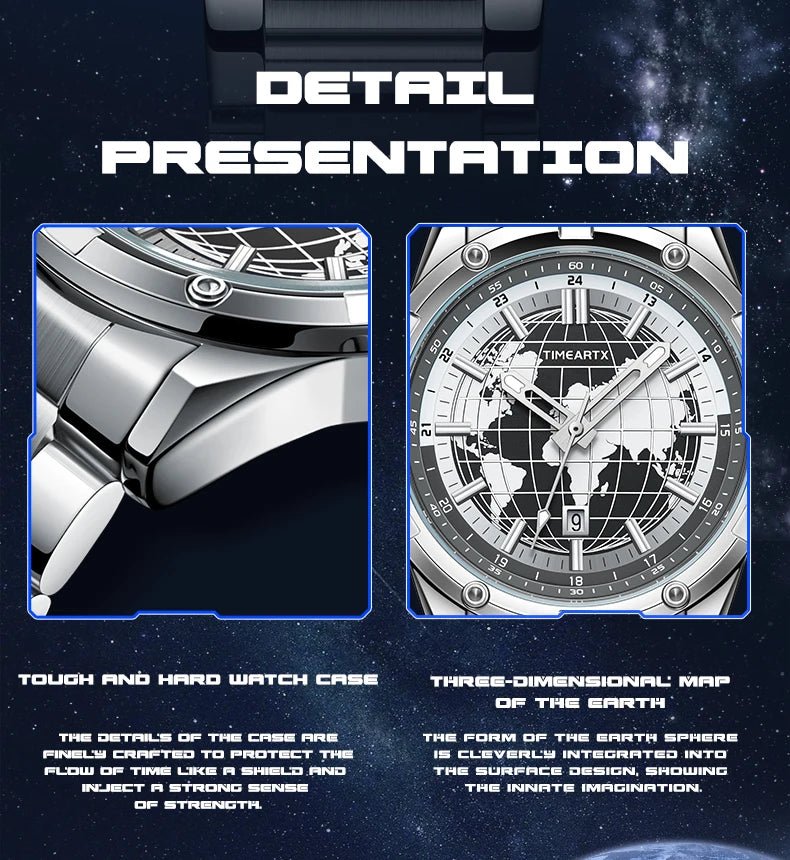 TIMEARTX mens watch Stylish Map Dial Analog Display Auto Date & Luminous Function Men's Gift Watches man (Non - Mechanical) - High Ends Electronics and moreHigh Ends Electronics and moreHigh Ends Electronics and moreTIMEARTX mens watch Stylish Map Dial Analog Display Auto Date & Luminous Function Men's Gift Watches man (Non - Mechanical)