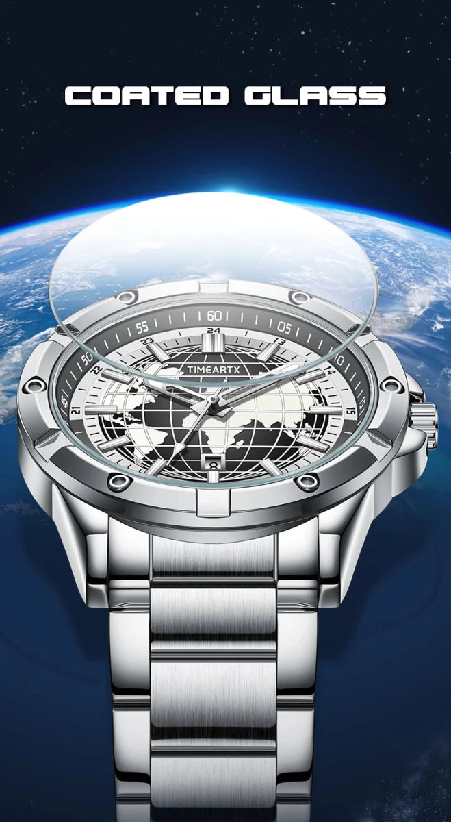 TIMEARTX mens watch Stylish Map Dial Analog Display Auto Date & Luminous Function Men's Gift Watches man (Non - Mechanical) - High Ends Electronics and moreHigh Ends Electronics and moreHigh Ends Electronics and moreTIMEARTX mens watch Stylish Map Dial Analog Display Auto Date & Luminous Function Men's Gift Watches man (Non - Mechanical)