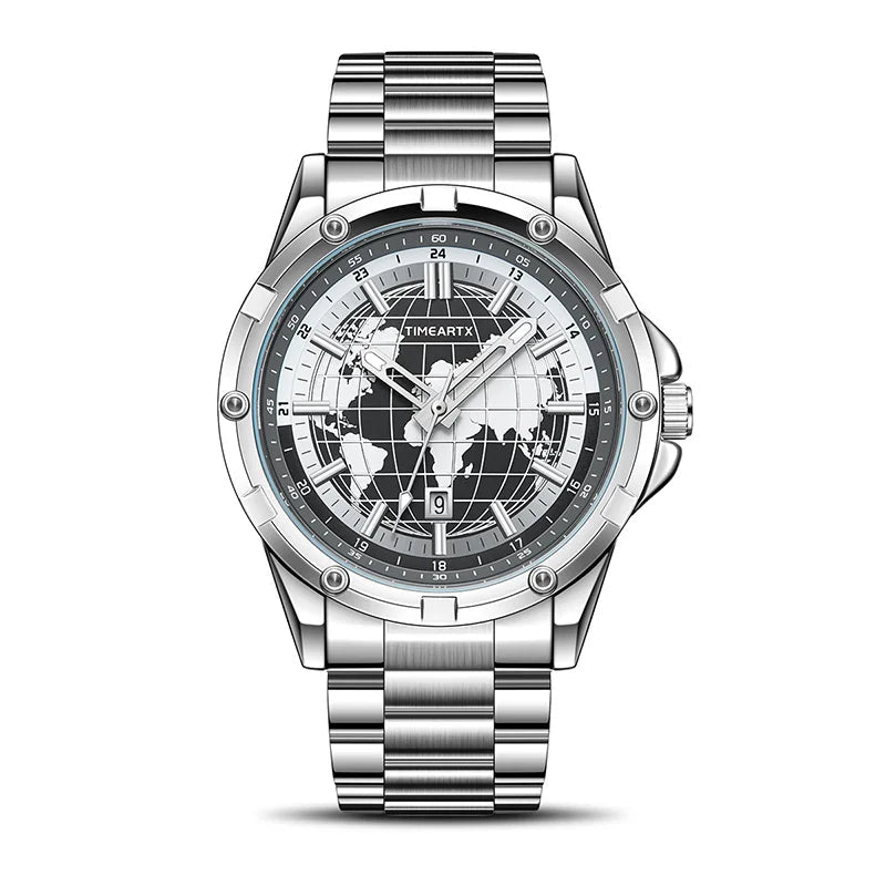 TIMEARTX mens watch Stylish Map Dial Analog Display Auto Date & Luminous Function Men's Gift Watches man (Non - Mechanical) - High Ends Electronics and moreHigh Ends Electronics and moreHigh Ends Electronics and moreTIMEARTX mens watch Stylish Map Dial Analog Display Auto Date & Luminous Function Men's Gift Watches man (Non - Mechanical)