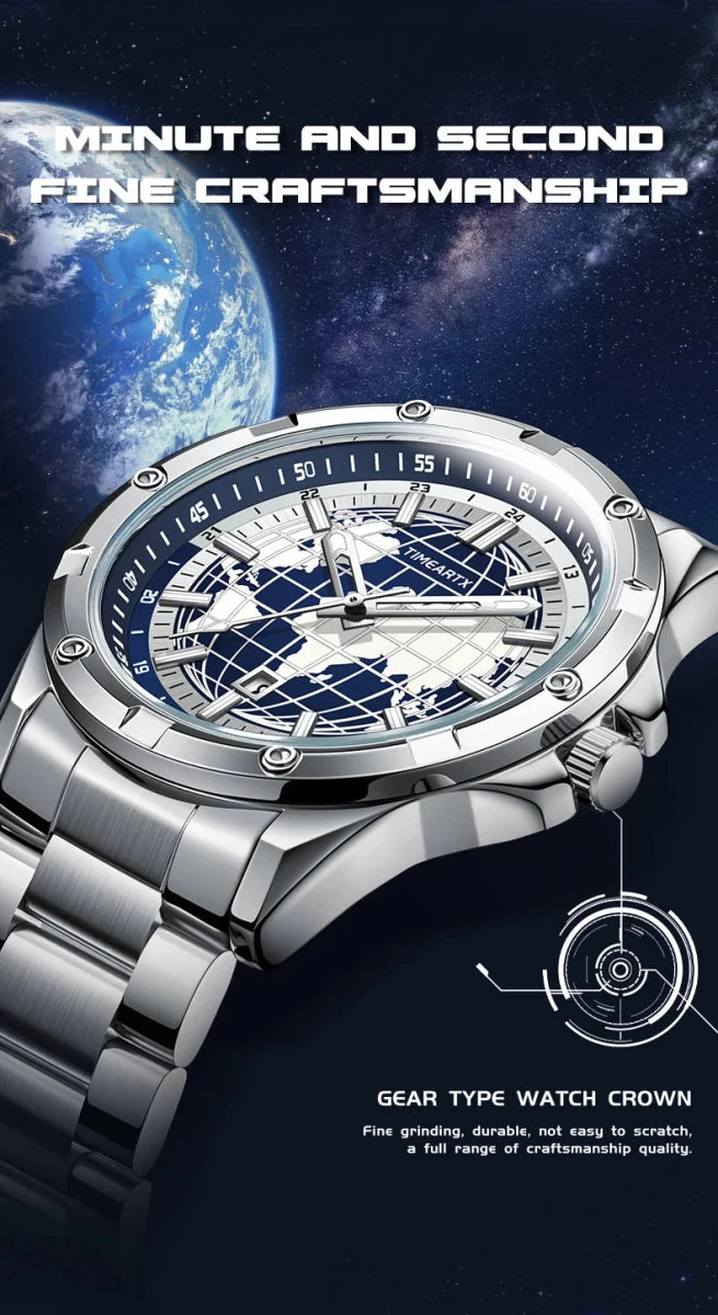 TIMEARTX mens watch Stylish Map Dial Analog Display Auto Date & Luminous Function Men's Gift Watches man (Non - Mechanical) - High Ends Electronics and moreHigh Ends Electronics and moreHigh Ends Electronics and moreTIMEARTX mens watch Stylish Map Dial Analog Display Auto Date & Luminous Function Men's Gift Watches man (Non - Mechanical)