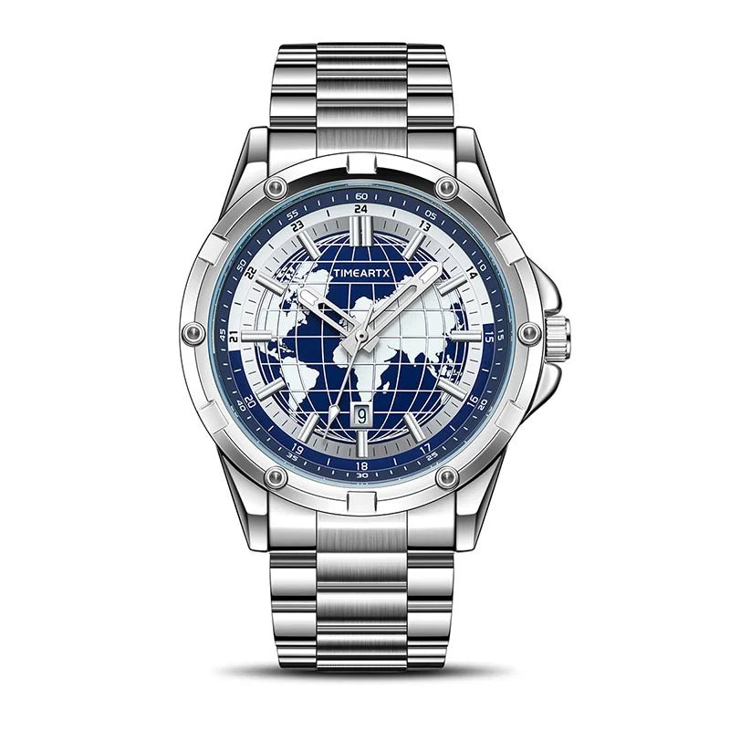 TIMEARTX mens watch Stylish Map Dial Analog Display Auto Date & Luminous Function Men's Gift Watches man (Non - Mechanical) - High Ends Electronics and moreHigh Ends Electronics and moreHigh Ends Electronics and moreTIMEARTX mens watch Stylish Map Dial Analog Display Auto Date & Luminous Function Men's Gift Watches man (Non - Mechanical)